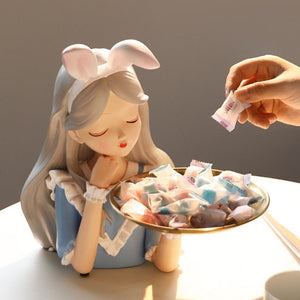 Resin Girl Tray Figurines for Interior Nordic INS Figure Decor Statue Home Living Room Desktop Storage Decoration acacuss