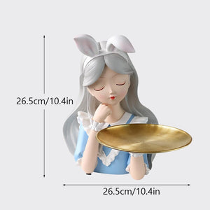 Resin Girl Tray Figurines for Interior Nordic INS Figure Decor Statue Home Living Room Desktop Storage Decoration acacuss