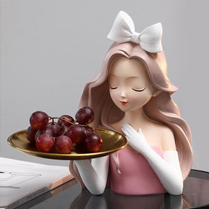 Resin Girl Tray Figurines for Interior Nordic INS Figure Decor Statue Home Living Room Desktop Storage Decoration acacuss