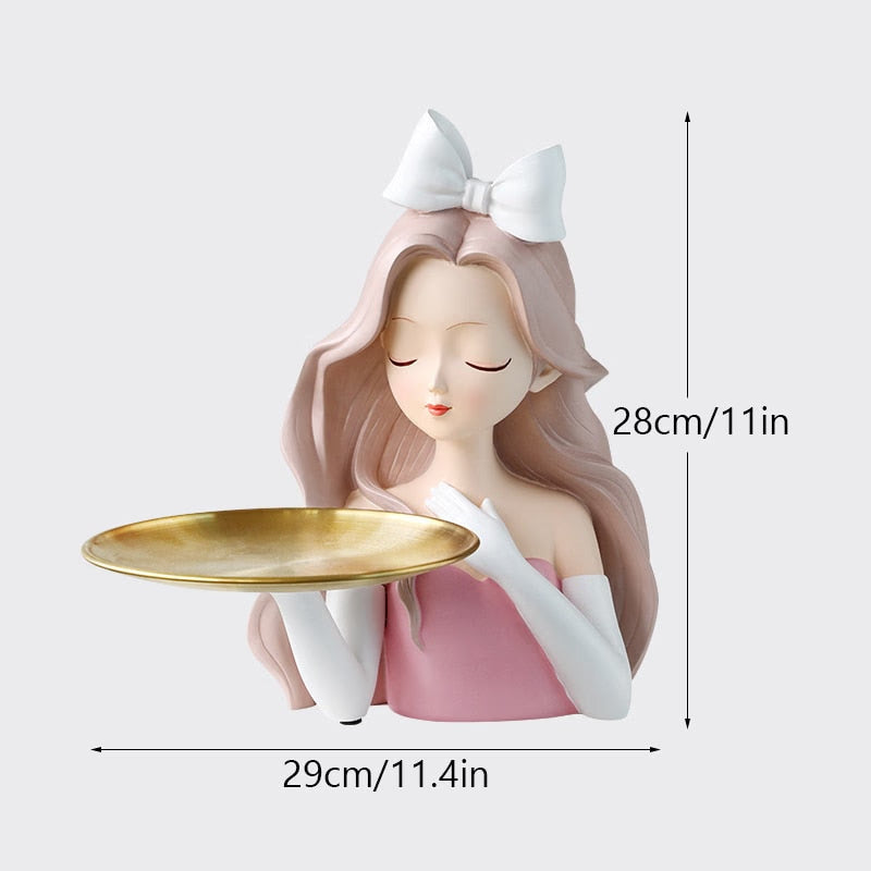Resin Girl Tray Figurines for Interior Nordic INS Figure Decor Statue Home Living Room Desktop Storage Decoration acacuss