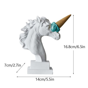 Resin Horse Head with Ice Cream Statue Figurines Classic Roman Greek Sculpture Interior Modern Art Ornament Decortion acacuss