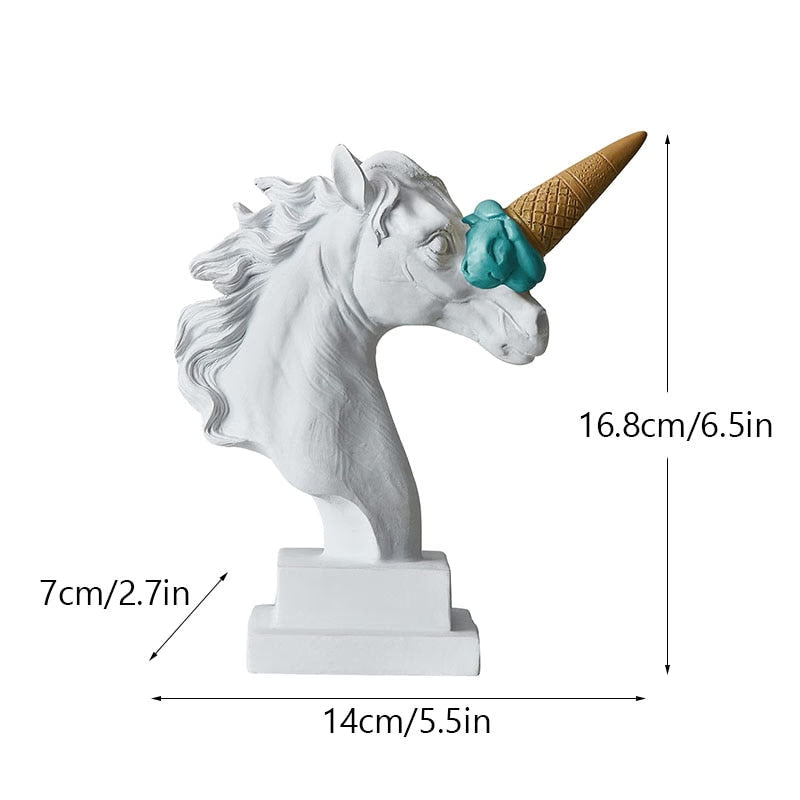 Resin Horse Head with Ice Cream Statue Figurines Classic Roman Greek Sculpture Interior Modern Art Ornament Decortion acacuss