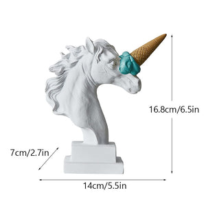 Resin Horse Head with Ice Cream Statue Figurines Classic Roman Greek Sculpture Interior Modern Art Ornament Decortion acacuss