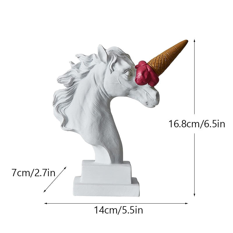 Resin Horse Head with Ice Cream Statue Figurines Classic Roman Greek Sculpture Interior Modern Art Ornament Decortion acacuss