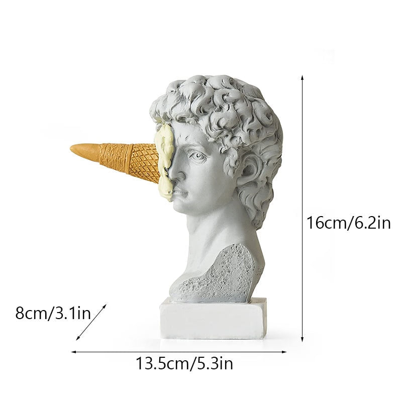 Resin Horse Head with Ice Cream Statue Figurines Classic Roman Greek Sculpture Interior Modern Art Ornament Decortion acacuss