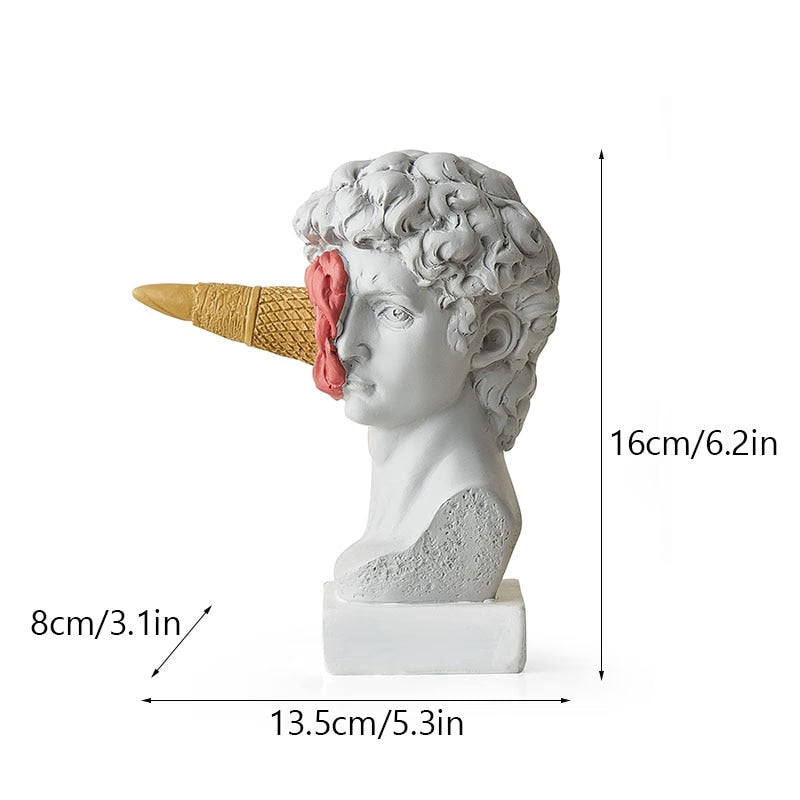 Resin Horse Head with Ice Cream Statue Figurines Classic Roman Greek Sculpture Interior Modern Art Ornament Decortion acacuss