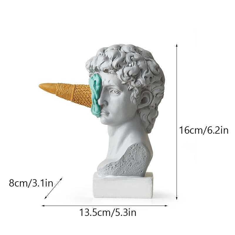 Resin Horse Head with Ice Cream Statue Figurines Classic Roman Greek Sculpture Interior Modern Art Ornament Decortion acacuss