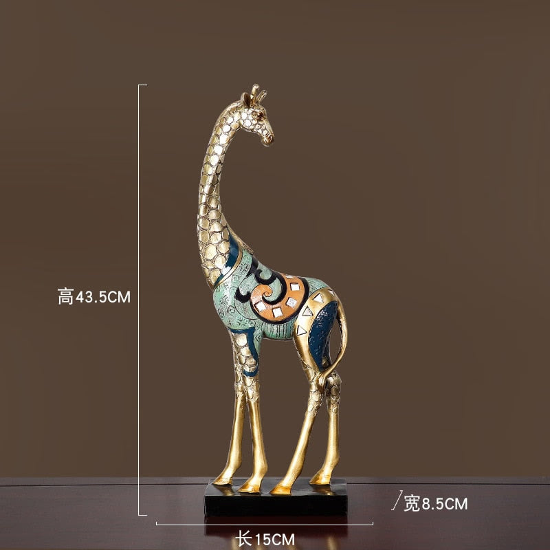 Resin LUCKY Deer Elk Figurine Statue Home Living Room Decor Crafts Sculpture Creative Gifts Modern Desktop Ornament acacuss