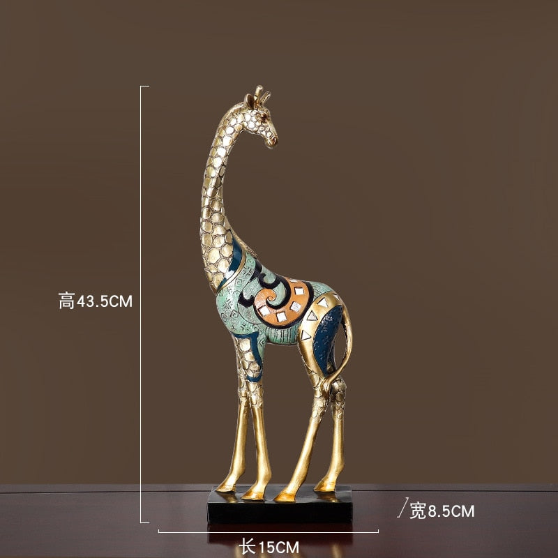 Resin LUCKY Deer Elk Figurine Statue Home Living Room Decor Crafts Sculpture Creative Gifts Modern Desktop Ornament acacuss