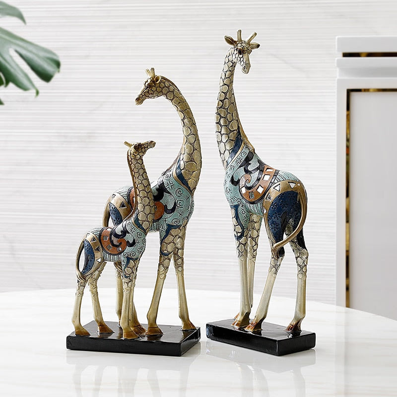 Resin LUCKY Deer Elk Figurine Statue Home Living Room Decor Crafts Sculpture Creative Gifts Modern Desktop Ornament acacuss