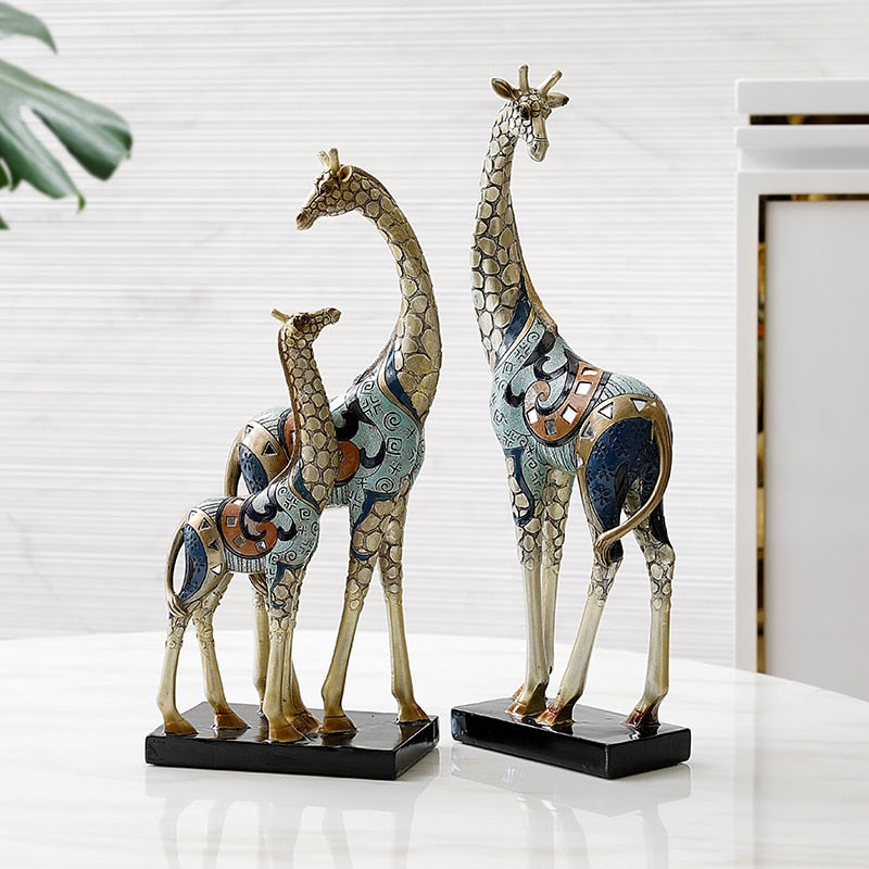 Resin LUCKY Deer Elk Figurine Statue Home Living Room Decor Crafts Sculpture Creative Gifts Modern Desktop Ornament acacuss