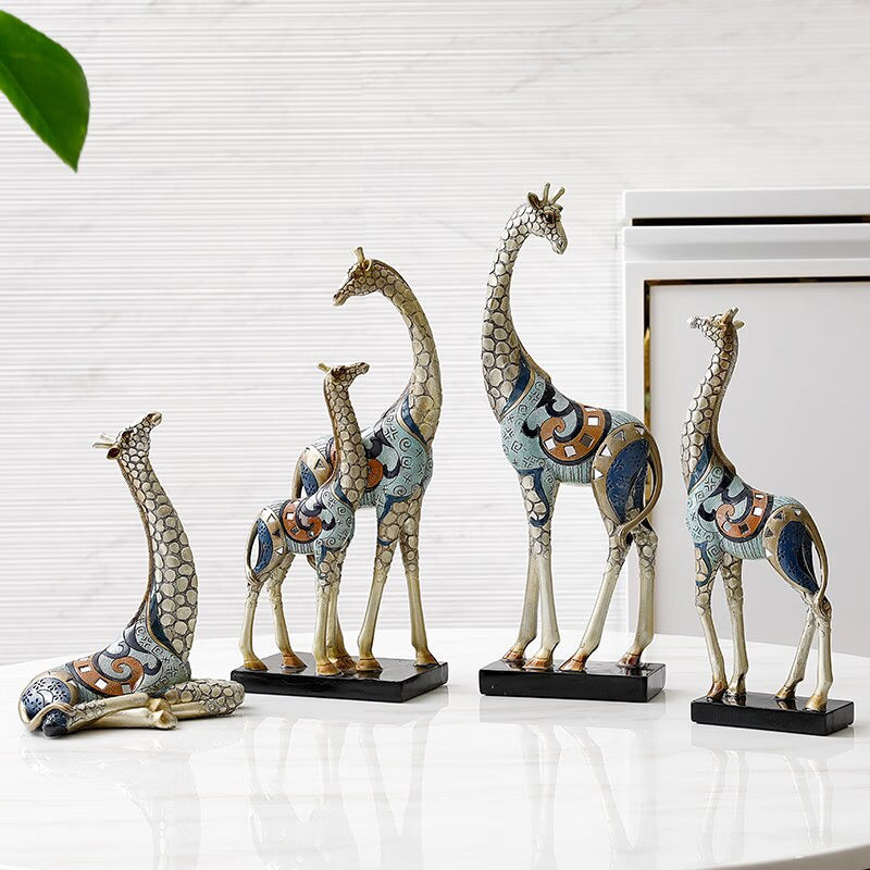 Resin LUCKY Deer Elk Figurine Statue Home Living Room Decor Crafts Sculpture Creative Gifts Modern Desktop Ornament acacuss
