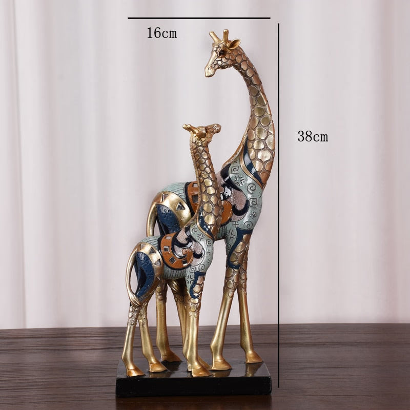 Resin LUCKY Deer Elk Figurine Statue Home Living Room Decor Crafts Sculpture Creative Gifts Modern Desktop Ornament acacuss