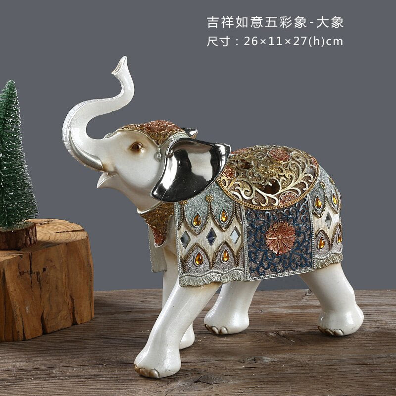 Resin LUCKY Deer Elk Figurine Statue Home Living Room Decor Crafts Sculpture Creative Gifts Modern Desktop Ornament acacuss