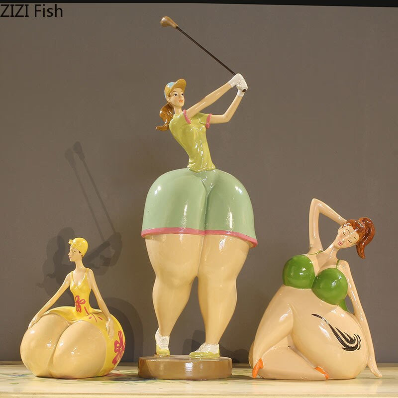 Resin Portrait Figurines Chubby Beauty Ornaments Art Statue Desk Decoration Figure Sculpture Home Decoration Accessories Modern acacuss