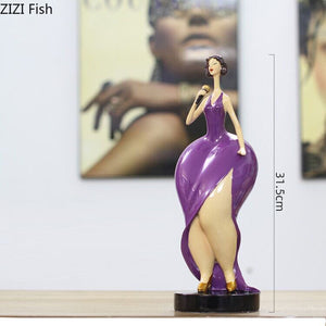 Resin Portrait Figurines Chubby Beauty Ornaments Art Statue Desk Decoration Figure Sculpture Home Decoration Accessories Modern acacuss