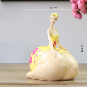 Resin Portrait Figurines Chubby Beauty Ornaments Art Statue Desk Decoration Figure Sculpture Home Decoration Accessories Modern acacuss