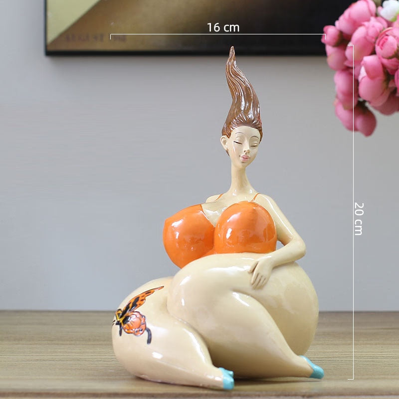 Resin Portrait Figurines Chubby Beauty Ornaments Art Statue Desk Decoration Figure Sculpture Home Decoration Accessories Modern acacuss
