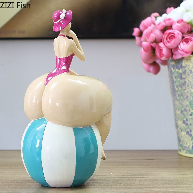 Resin Portrait Figurines Chubby Beauty Ornaments Art Statue Desk Decoration Figure Sculpture Home Decoration Accessories Modern acacuss