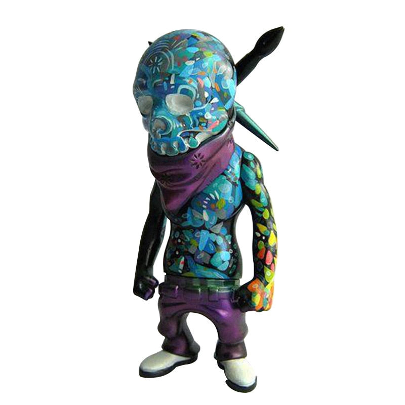 Resin Sculpture Figurine Rock Skull Doll Halloween Ornaments Home Desktop Decoration Statue Room Decoration Accessories acacuss