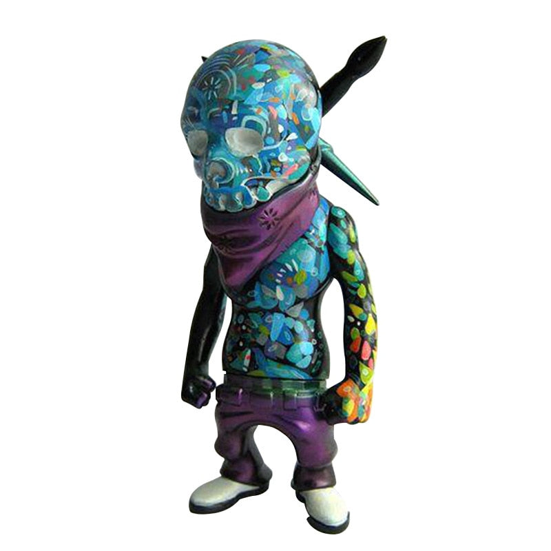 Resin Sculpture Figurine Rock Skull Doll Halloween Ornaments Home Desktop Decoration Statue Room Decoration Accessories acacuss