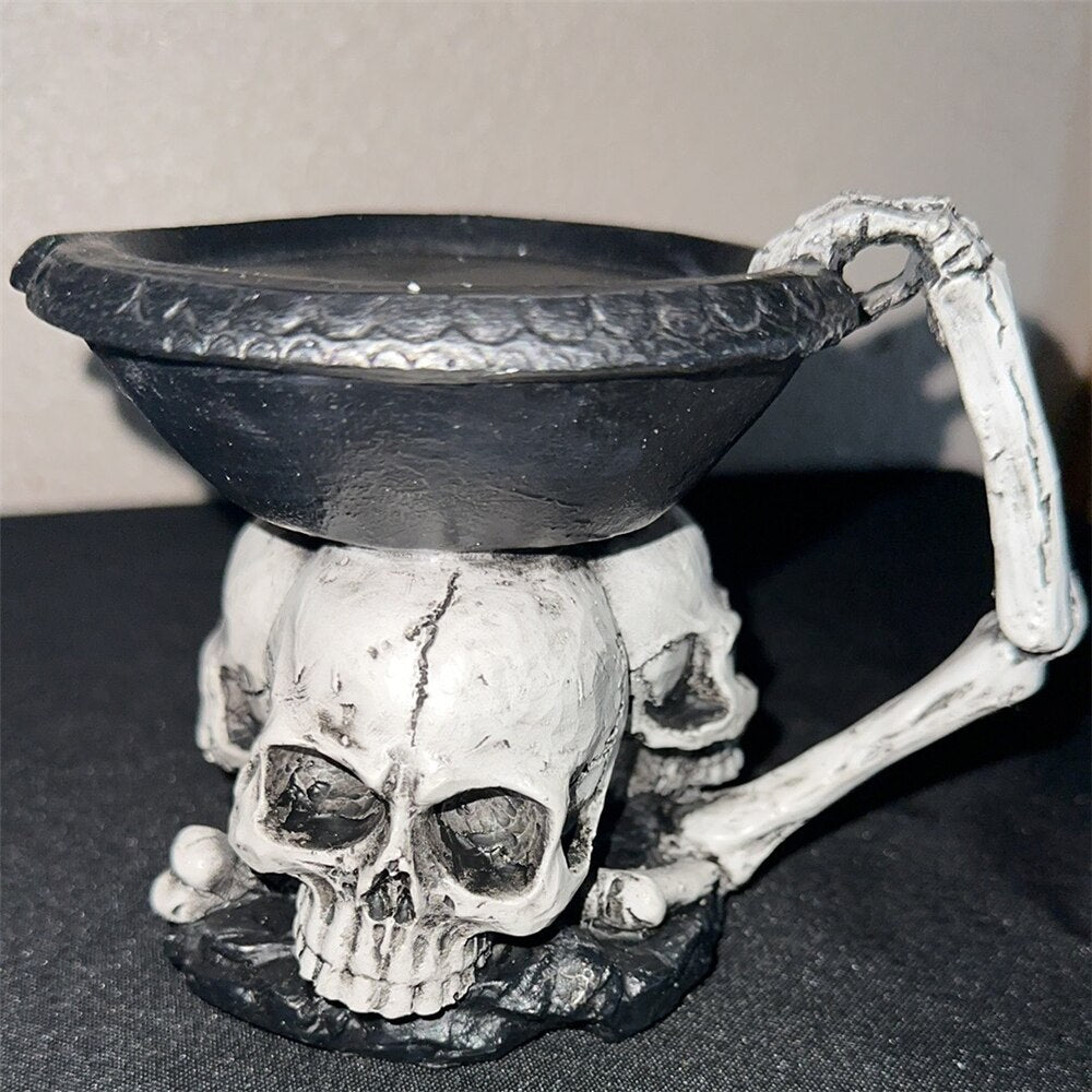 Resin Skull Candlesticks Skull Ornaments Resin Holder Candle Halloween Resin Skull Candle Holder Halloween Dining Table Decor acacuss