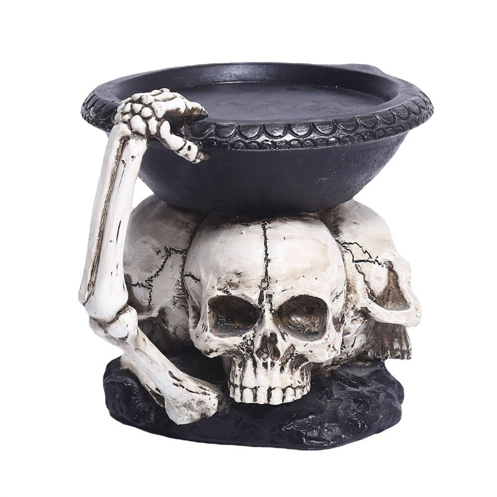 Resin Skull Candlesticks Skull Ornaments Resin Holder Candle Halloween Resin Skull Candle Holder Halloween Dining Table Decor acacuss