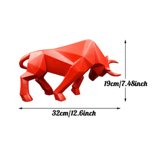 Resin Statue Bull Red Sculpture Home Decor Animal Figurine Nordic Home Decoration Tabletop Statues Bulls Figurines Cabinet acacuss
