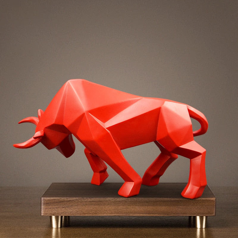 Resin Statue Bull Red Sculpture Home Decor Animal Figurine Nordic Home Decoration Tabletop Statues Bulls Figurines Cabinet acacuss