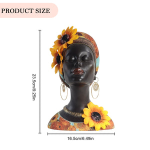 Resin Tribal Female Statue Ornaments Vintage African Women Figurine Collectible Art Handicrafts Home Decor for TV Cabinet acacuss