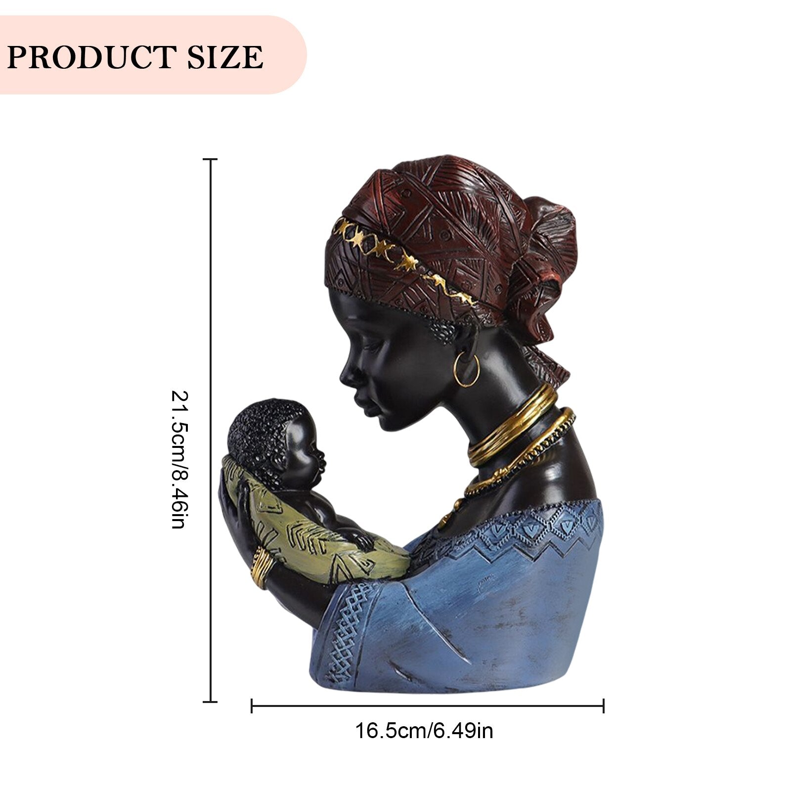 Resin Tribal Female Statue Ornaments Vintage African Women Figurine Collectible Art Handicrafts Home Decor for TV Cabinet acacuss
