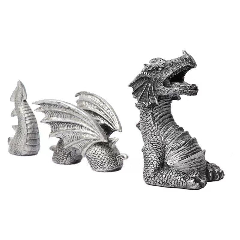 Resin decorative decorations black and white three section flying dragon statue garden decorations resin crafts acacuss