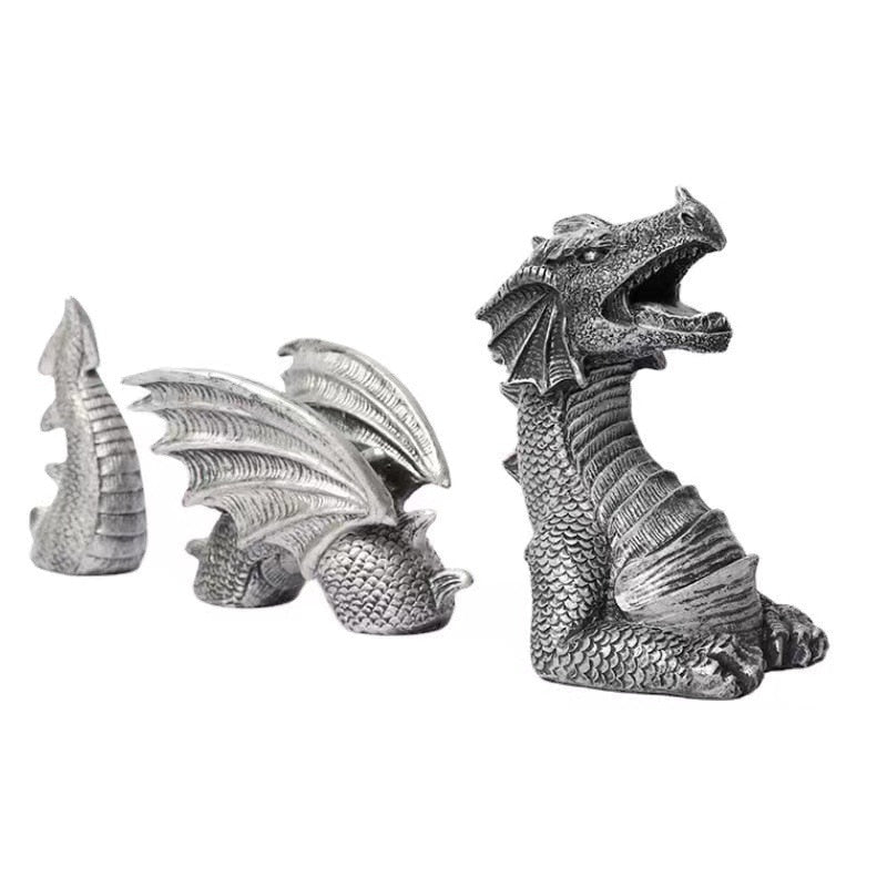 Resin decorative decorations black and white three section flying dragon statue garden decorations resin crafts acacuss