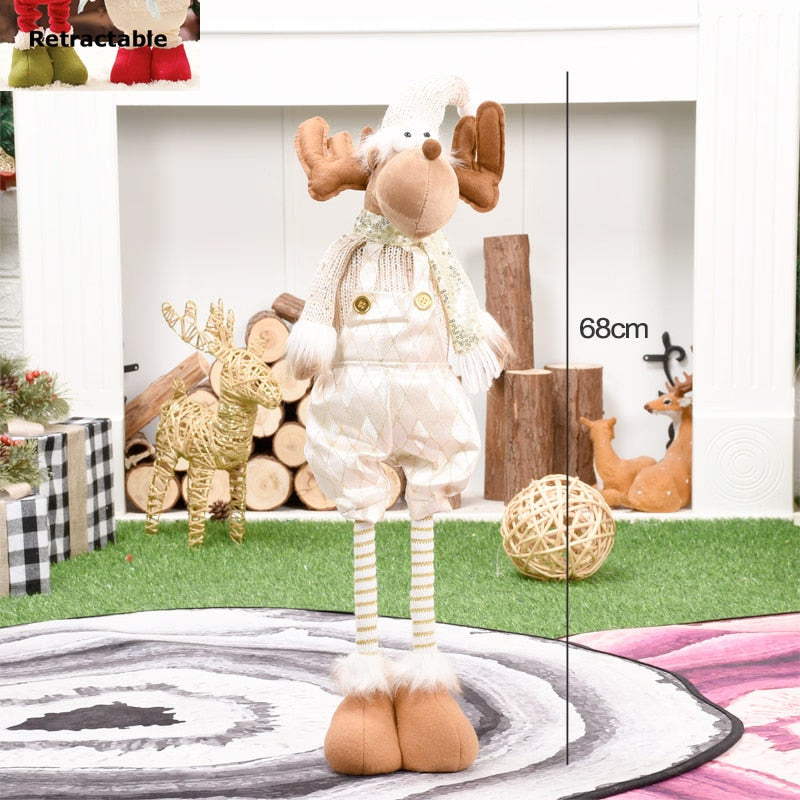 Retractable Xmas Reindeer Doll christmas decoration Navidad Figurine New Year Elk Toys Kid Xmas Gift Christmas tree Ornaments acacuss