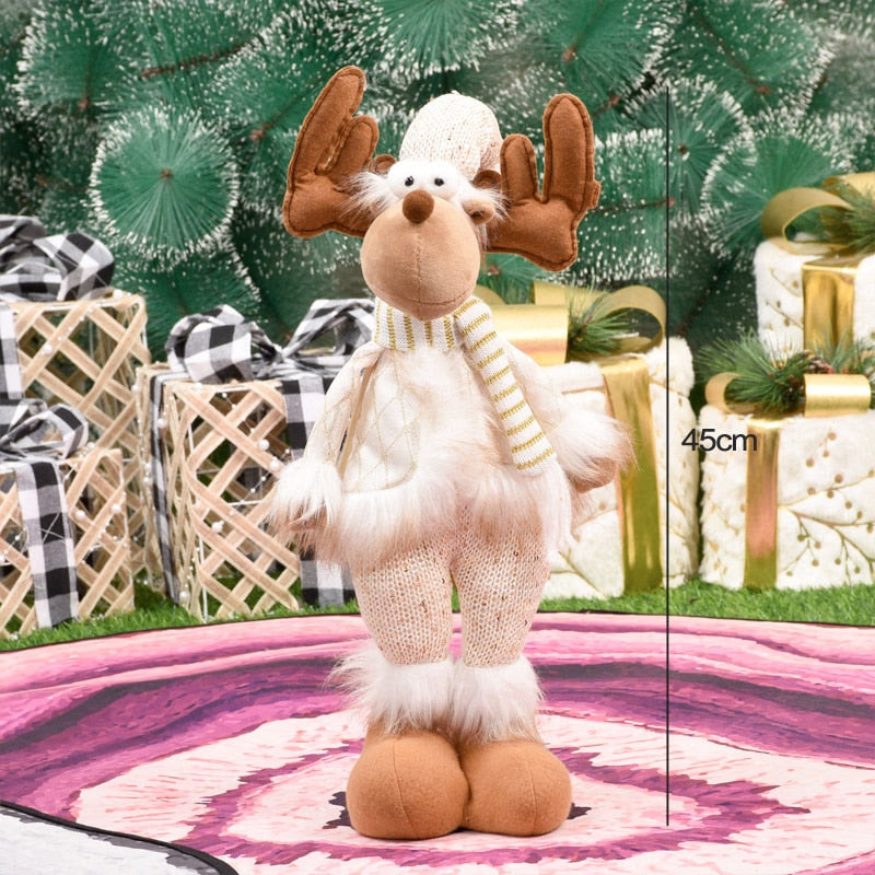 Retractable Xmas Reindeer Doll christmas decoration Navidad Figurine New Year Elk Toys Kid Xmas Gift Christmas tree Ornaments acacuss