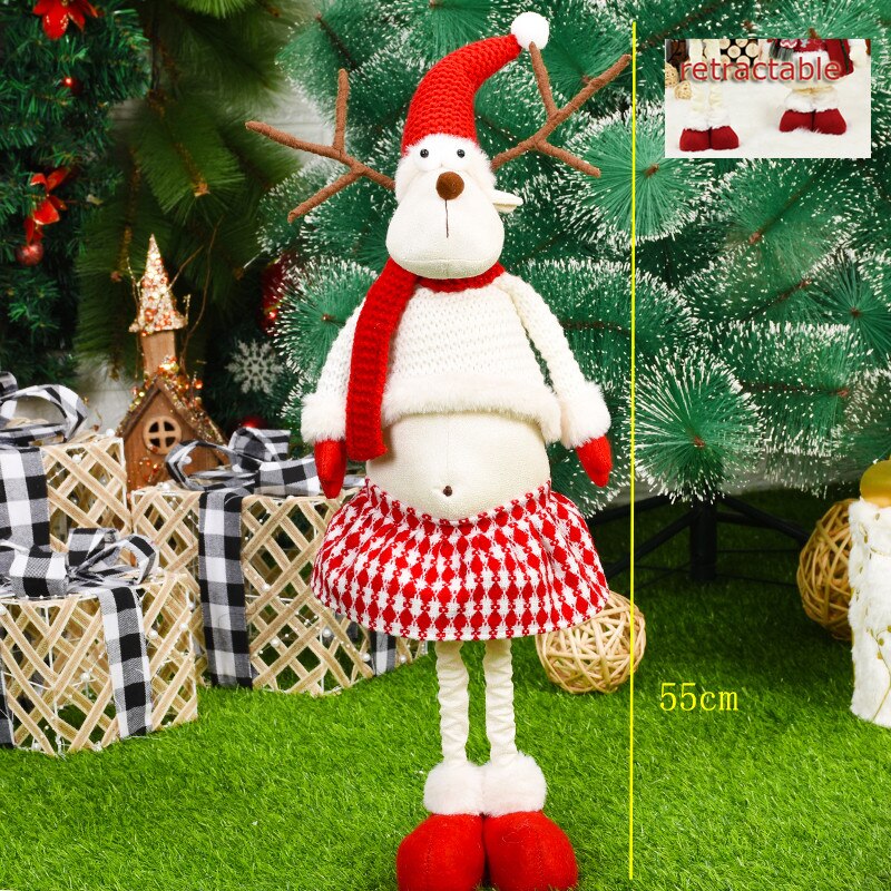 Retractable Xmas Reindeer Doll christmas decoration Navidad Figurine New Year Elk Toys Kid Xmas Gift Christmas tree Ornaments acacuss