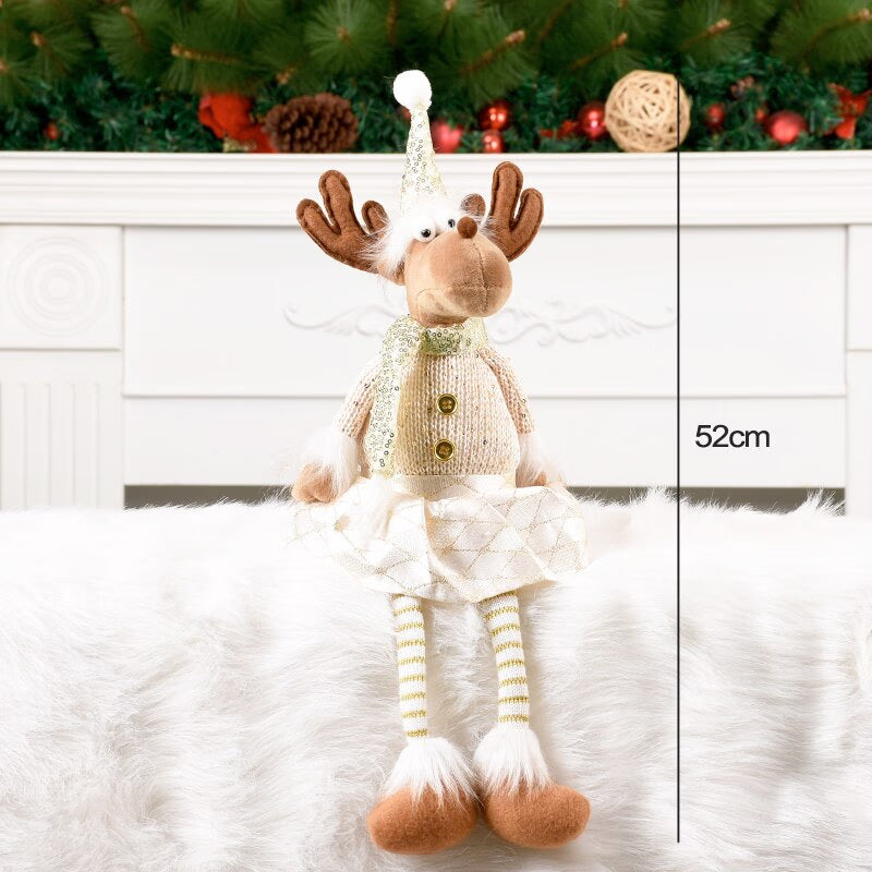 Retractable Xmas Reindeer Doll christmas decoration Navidad Figurine New Year Elk Toys Kid Xmas Gift Christmas tree Ornaments acacuss