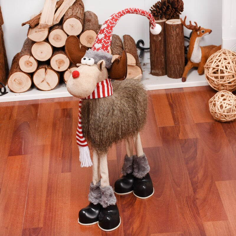 Retractable Xmas Reindeer Doll christmas decoration Navidad Figurine New Year Elk Toys Kid Xmas Gift Christmas tree Ornaments acacuss