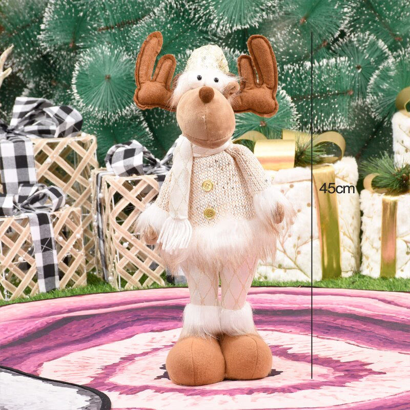 Retractable Xmas Reindeer Doll christmas decoration Navidad Figurine New Year Elk Toys Kid Xmas Gift Christmas tree Ornaments acacuss