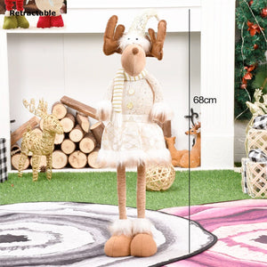 Retractable Xmas Reindeer Doll christmas decoration Navidad Figurine New Year Elk Toys Kid Xmas Gift Christmas tree Ornaments acacuss