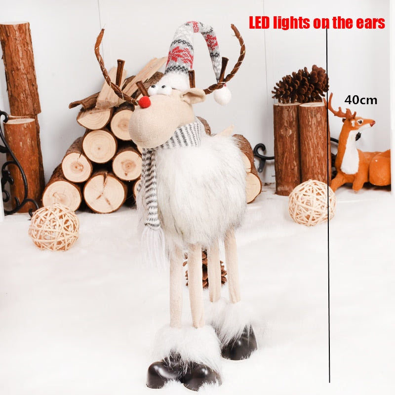 Retractable Xmas Reindeer Doll christmas decoration Navidad Figurine New Year Elk Toys Kid Xmas Gift Christmas tree Ornaments acacuss