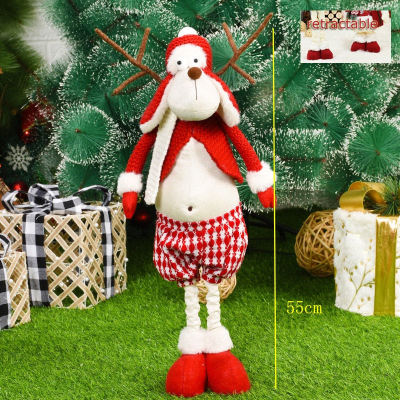Retractable Xmas Reindeer Doll christmas decoration Navidad Figurine New Year Elk Toys Kid Xmas Gift Christmas tree Ornaments acacuss