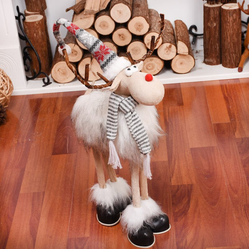 Retractable Xmas Reindeer Doll christmas decoration Navidad Figurine New Year Elk Toys Kid Xmas Gift Christmas tree Ornaments acacuss