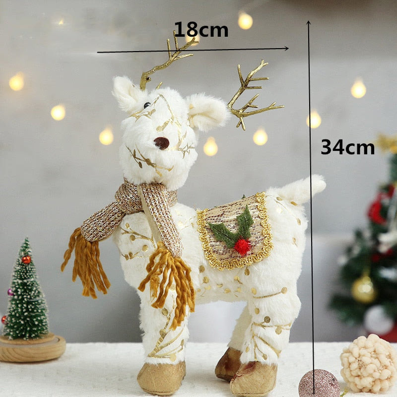 Retractable Xmas Reindeer Doll christmas decoration Navidad Figurine New Year Elk Toys Kid Xmas Gift Christmas tree Ornaments acacuss
