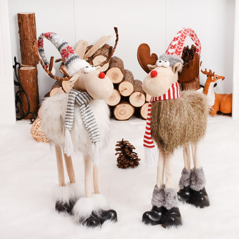 Retractable Xmas Reindeer Doll christmas decoration Navidad Figurine New Year Elk Toys Kid Xmas Gift Christmas tree Ornaments acacuss