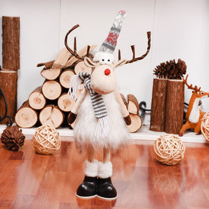 Retractable Xmas Reindeer Doll christmas decoration Navidad Figurine New Year Elk Toys Kid Xmas Gift Christmas tree Ornaments acacuss