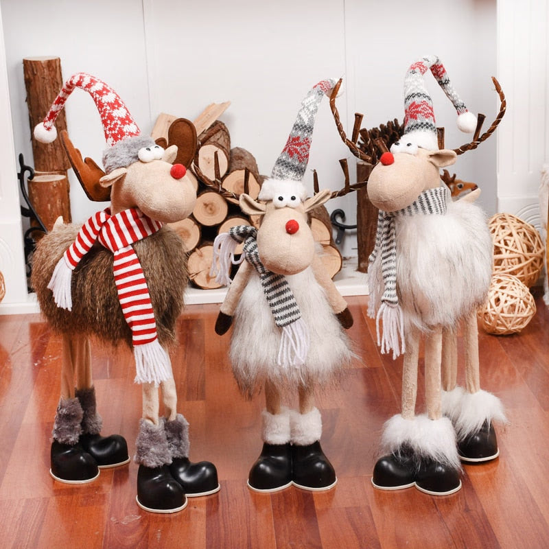 Retractable Xmas Reindeer Doll christmas decoration Navidad Figurine New Year Elk Toys Kid Xmas Gift Christmas tree Ornaments acacuss