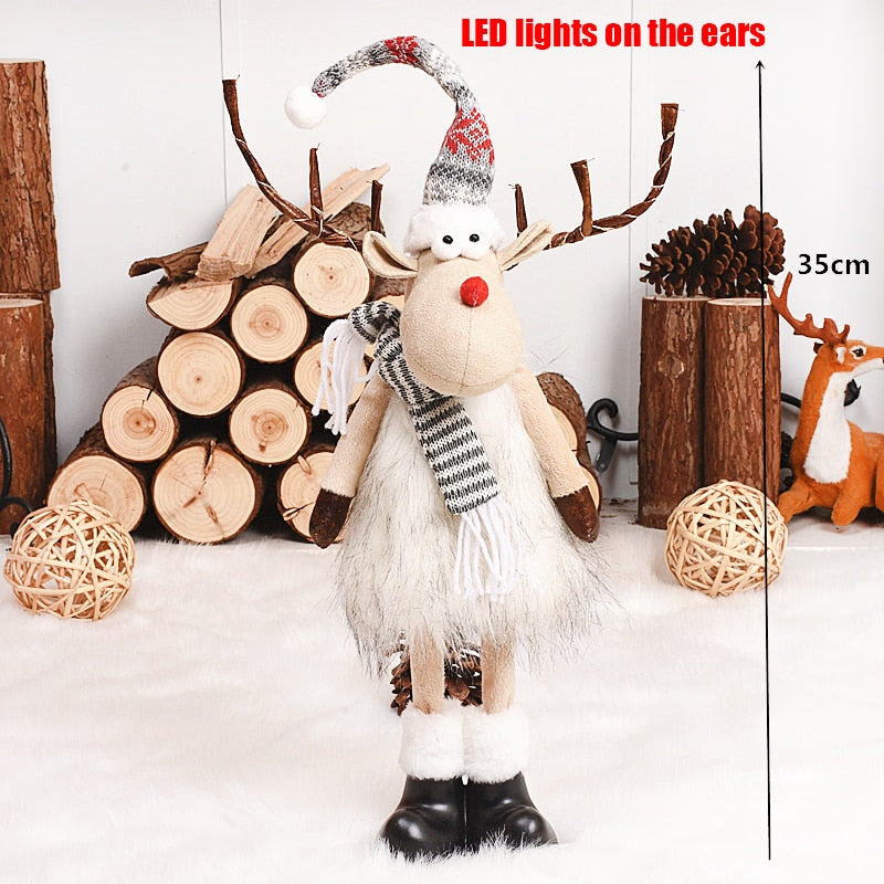 Retractable Xmas Reindeer Doll christmas decoration Navidad Figurine New Year Elk Toys Kid Xmas Gift Christmas tree Ornaments acacuss