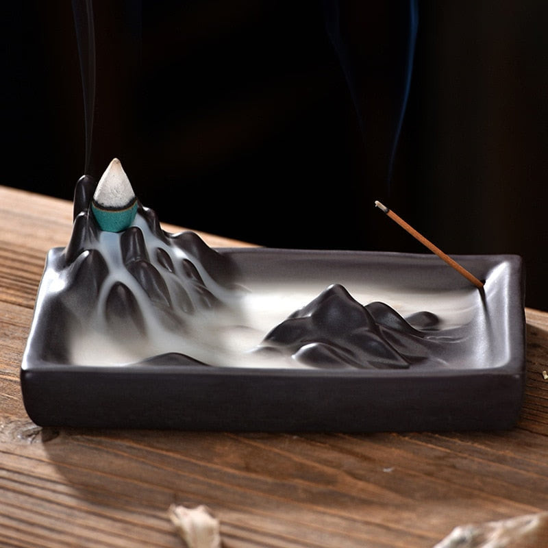 Retro Backflow Incense Burner Creative Ceramic Line Zen Incense Burner Home Teahouse DecorateDecoration acacuss