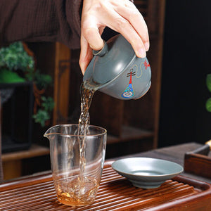 Retro Ceramic Gaiwan Wood-fired Ancient Pottery Tea Bowl Pipa Deer Pattern Tea Cup Kungfu Teaware Kitchen Drinking Tool 190ml acacuss